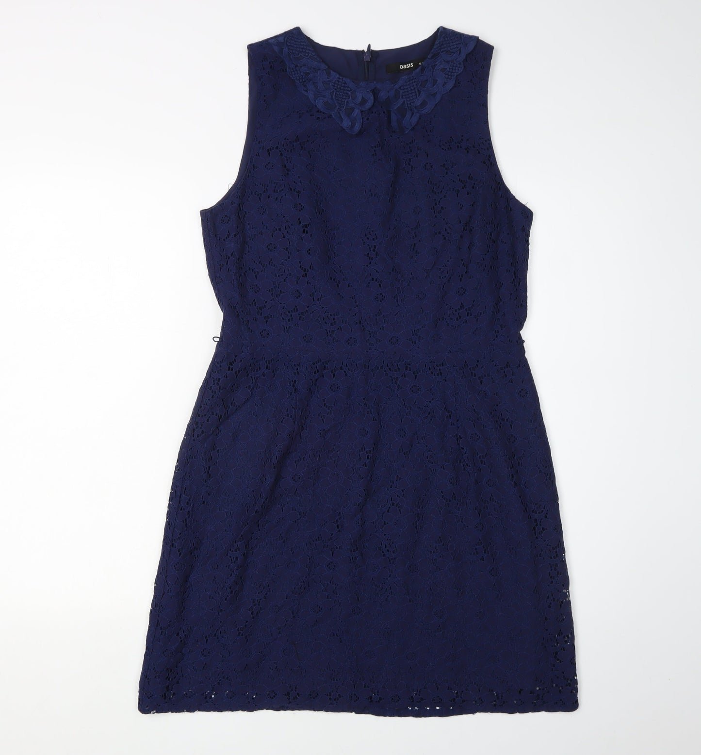 Oasis Women's Blue Lace Knee Length Sleeveless Dress