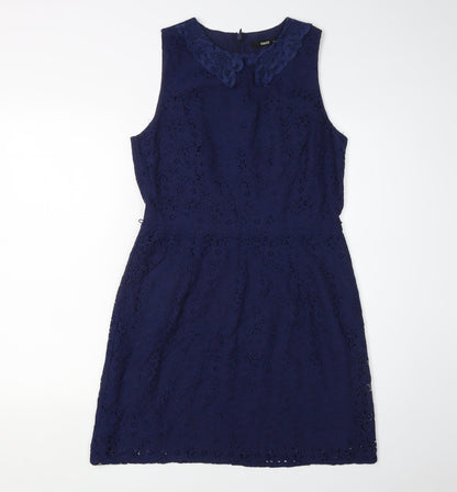 Oasis Women's Blue Lace Knee Length Sleeveless Dress