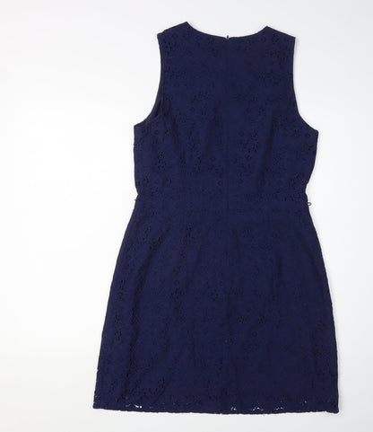 Oasis Women's Blue Lace Knee Length Sleeveless Dress