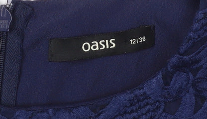 Oasis Women's Blue Lace Knee Length Sleeveless Dress