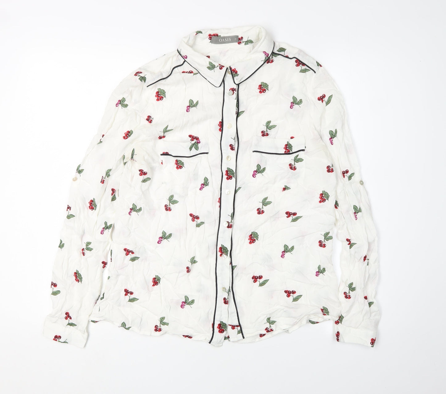 Womens UK Size 12 Oasis White  Button-Up