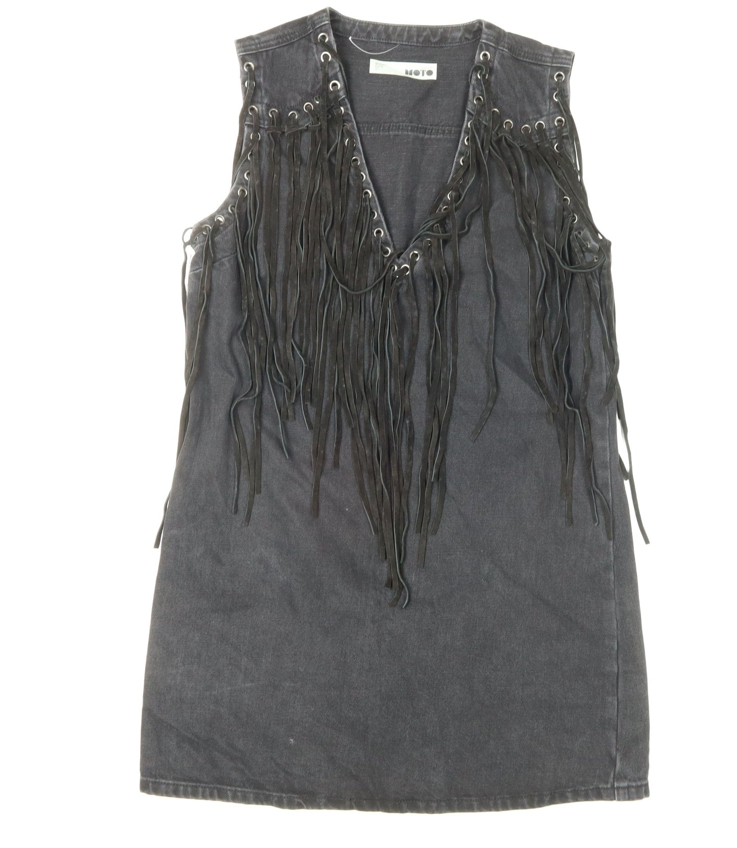 Topshop Women’s Black Fringe Casual Dress Size 10