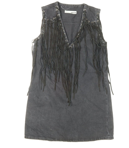 Topshop Women’s Black Fringe Casual Dress Size 10