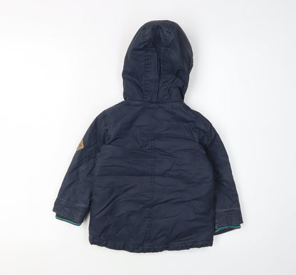 Next Boys Blue Hooded Parka Coat 2 Years