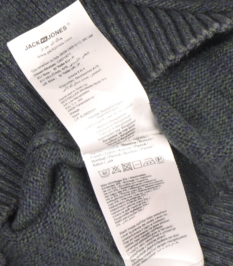 Jack & Jones Men's Green Pullover Jumper, Size S, Casual Knit