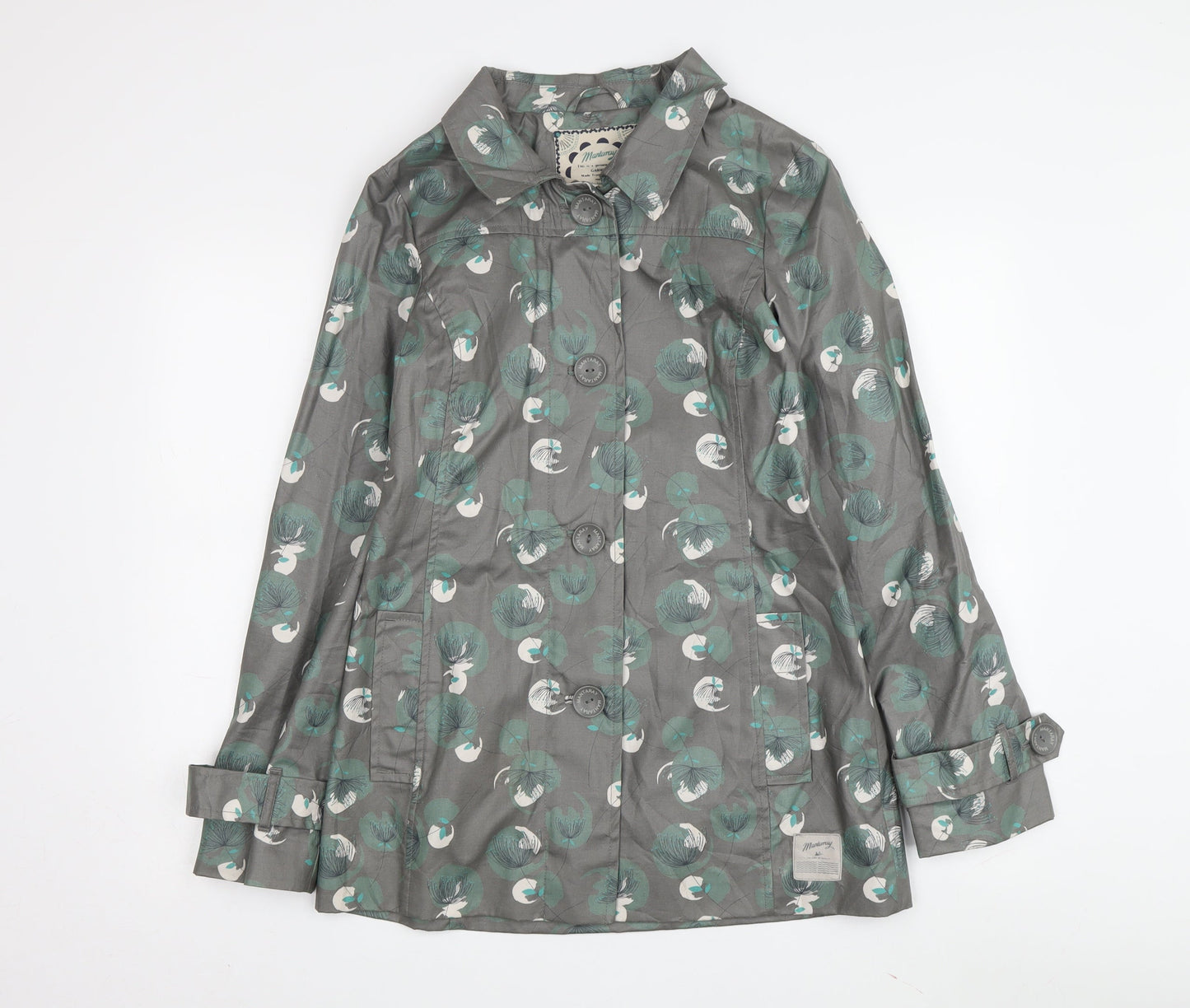 Mantaray Women's Green Floral Rain Coat Jacket Size 8