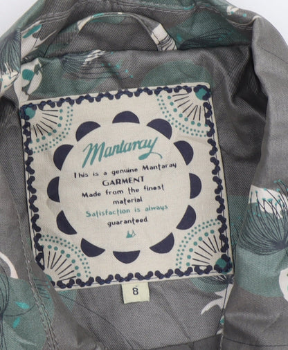 Mantaray Women's Green Floral Rain Coat Jacket Size 8