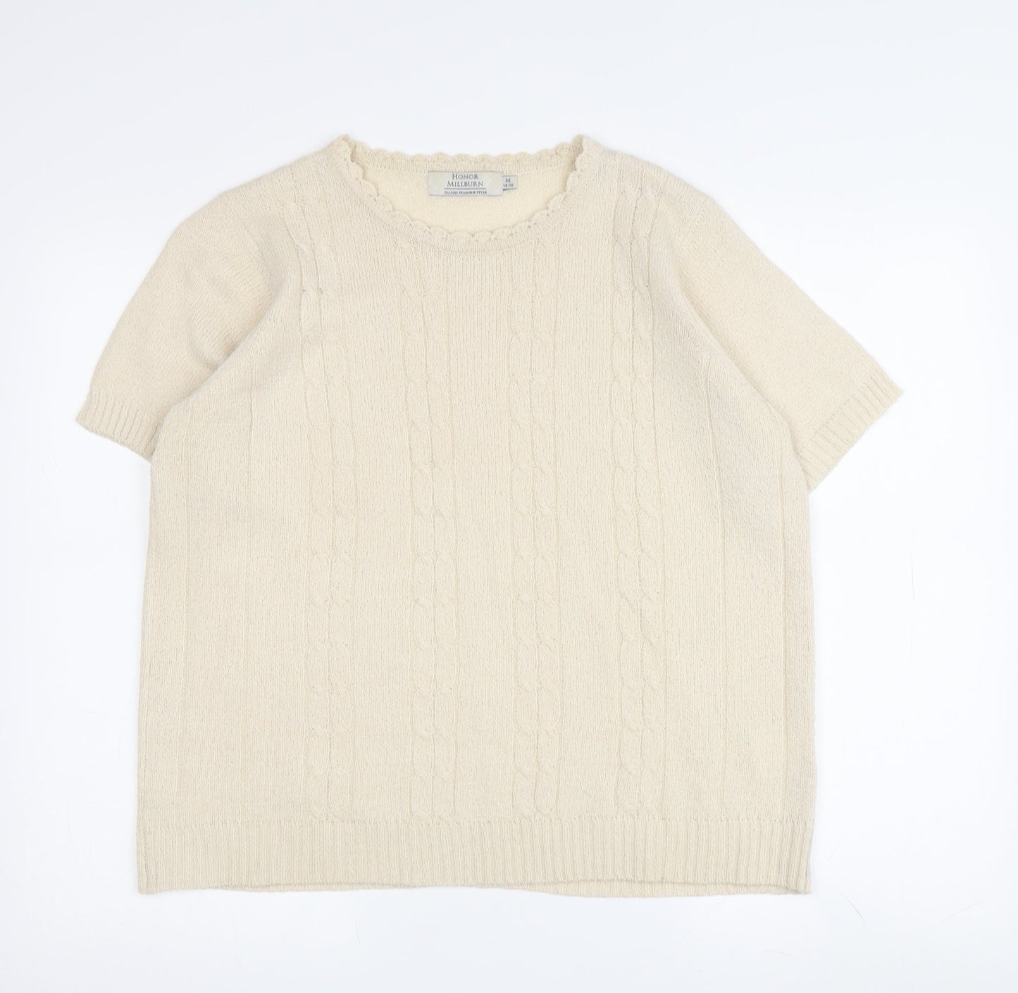 Honor Millburn Women's Ivory Cable-Knit Pullover M