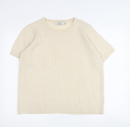 Honor Millburn Women's Ivory Cable-Knit Pullover M