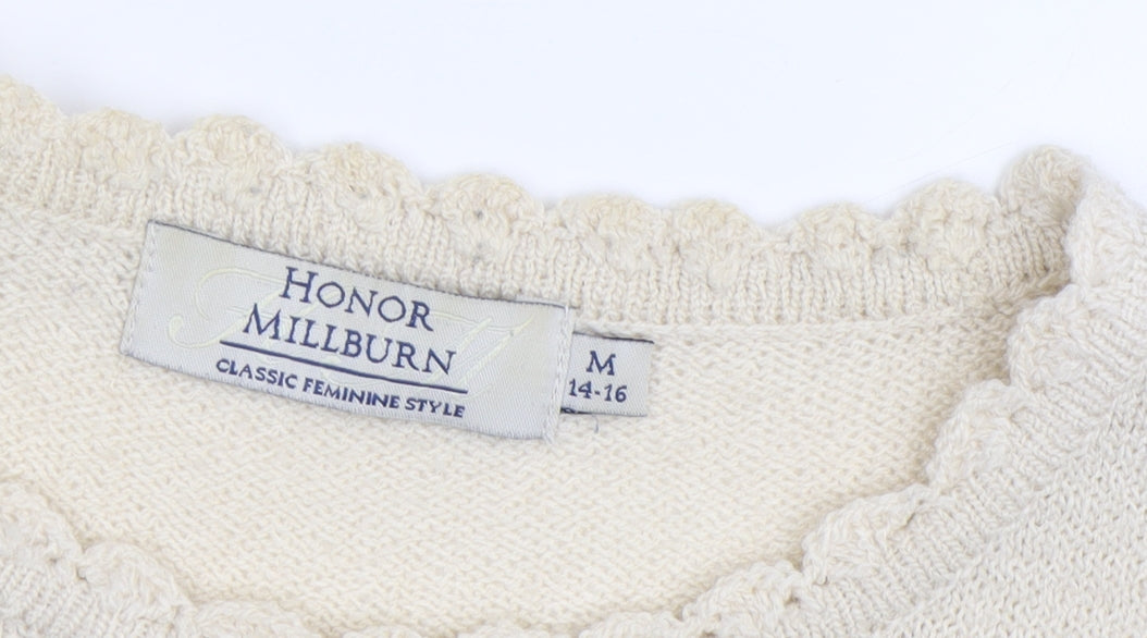 Honor Millburn Women's Ivory Cable-Knit Pullover M