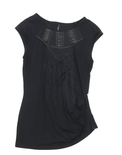 Womens UK Size 8 Karen Millen Black Tunic Blouse