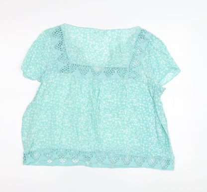 Hush Women Blue Floral Blouse V-Neck Camisole