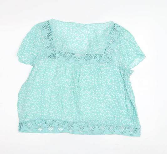 Hush Women Blue Floral Blouse V-Neck Camisole