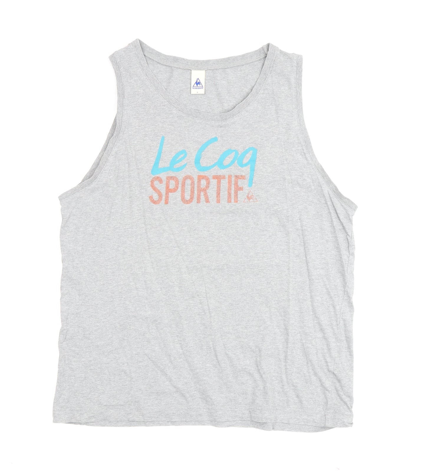 Le Coq Sportif Men's Grey Sleeveless Cotton T-Shirt L