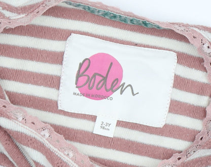 Boden Girls Multicoloured Jumper, Size 2-3, Glitter Stripes