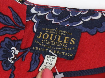 Joules Women's Red Floral Dress UK Size 10