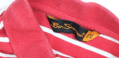 Ben Sherman Boys Red Striped Polo Shirt 8-9 Years Casual Wear