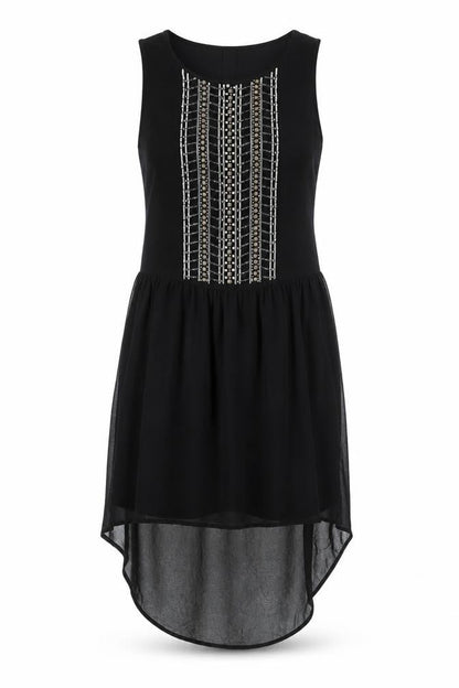 Next Women's Black Beaded Hi-Low Shift Dress Size 14