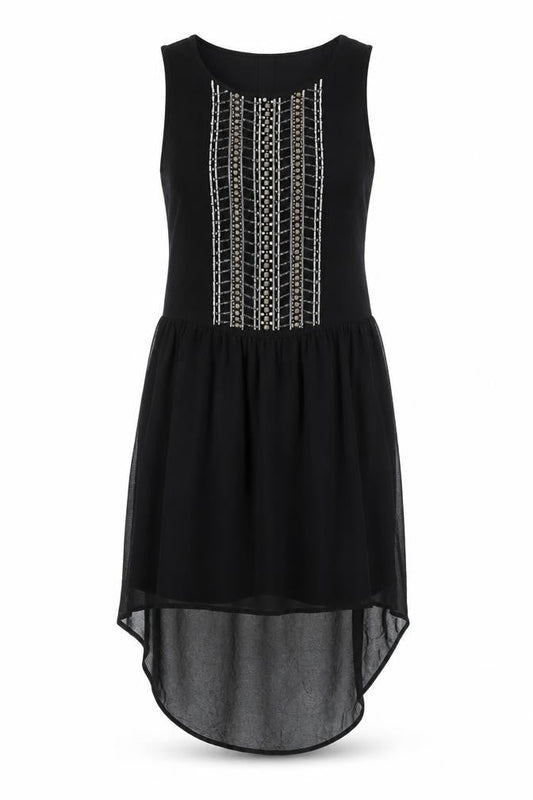 Next Women's Black Beaded Hi-Low Shift Dress Size 14