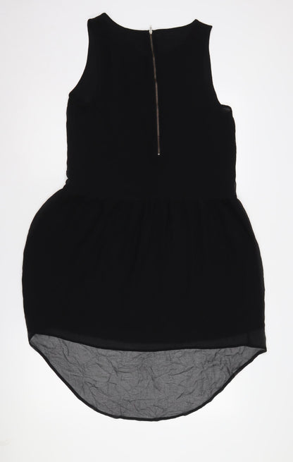 Next Women's Black Beaded Hi-Low Shift Dress Size 14