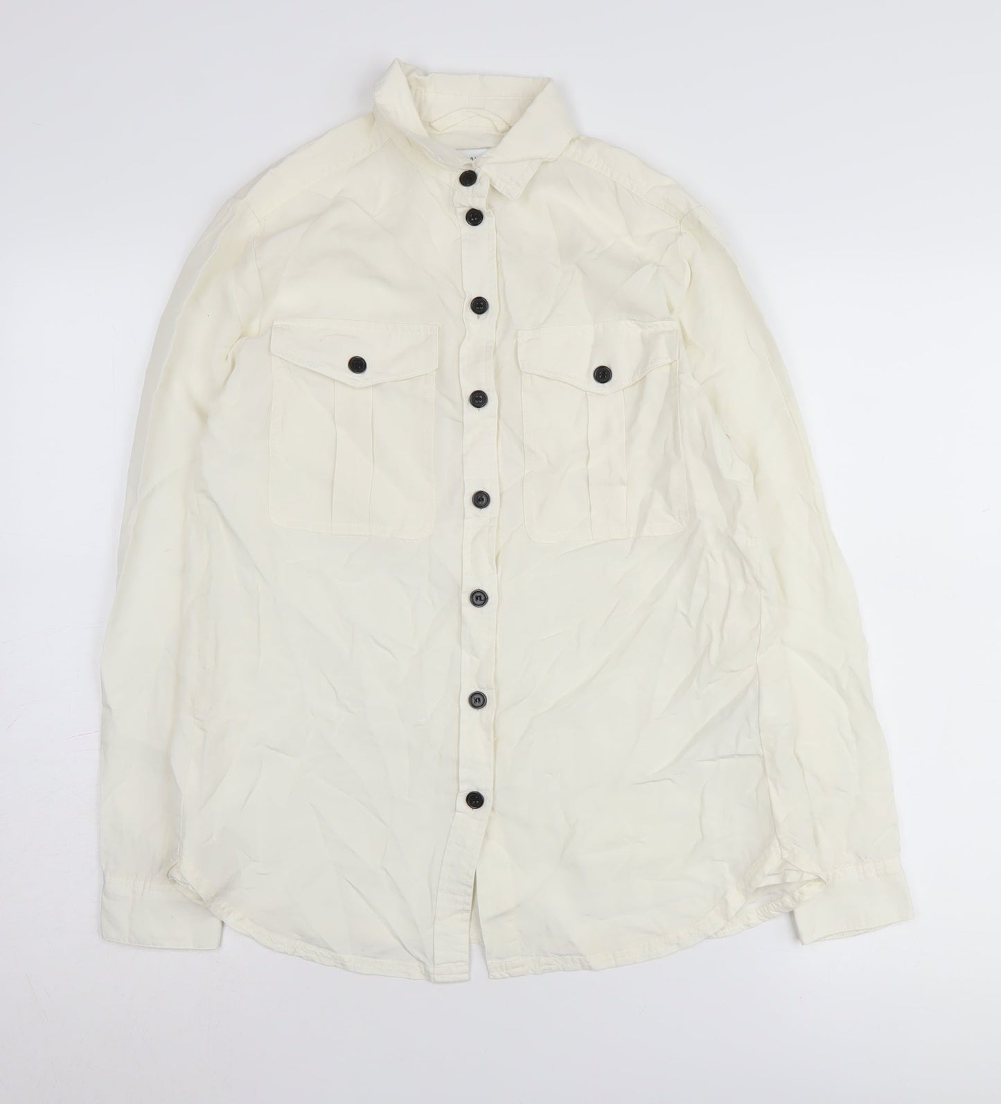 Womens UK Size 8 Warehouse White  Button-Up