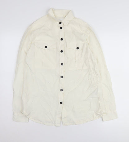 Womens UK Size 8 Warehouse White  Button-Up