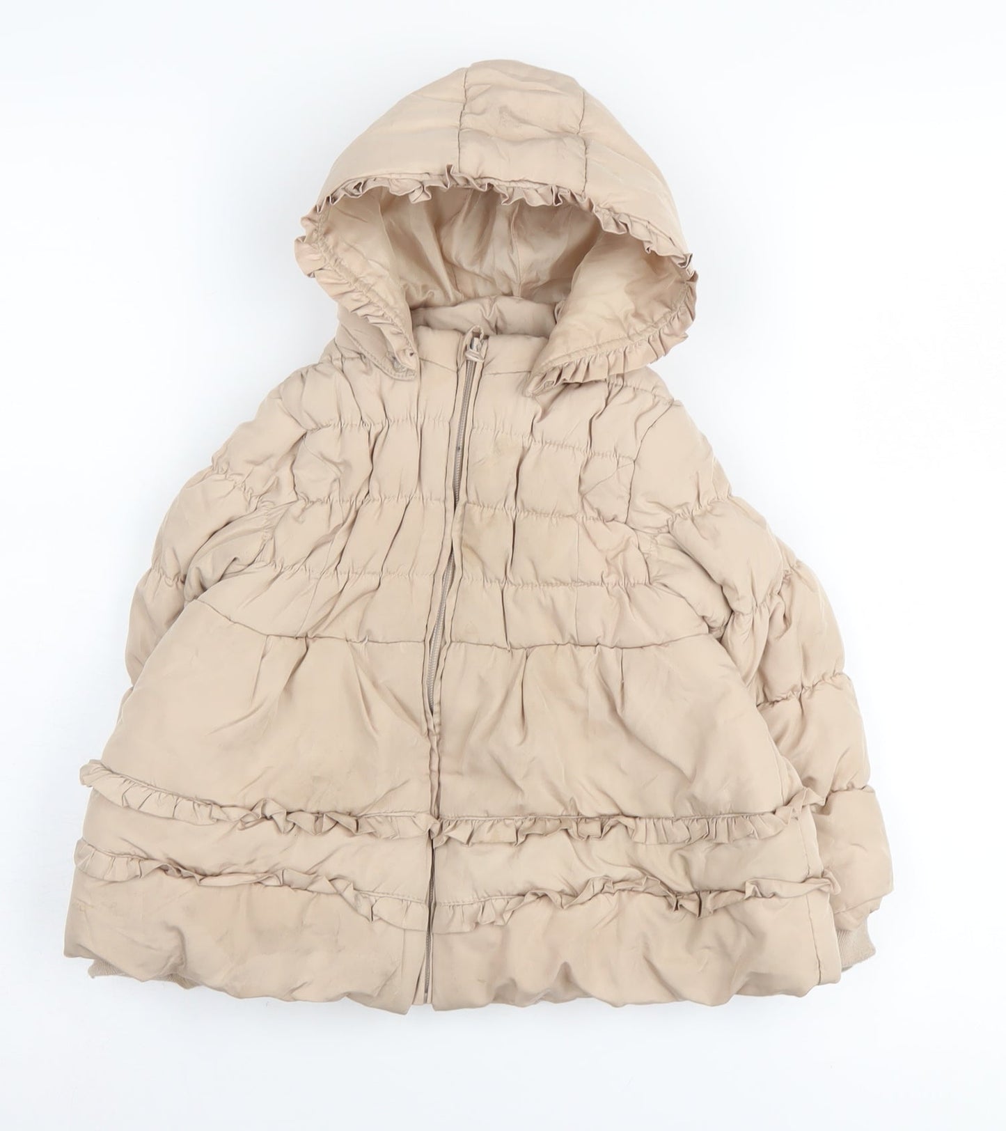 Mintini Baby Beige Hooded Puffer Coat 36M Unisex Winter