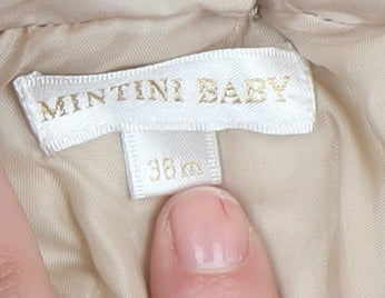 Mintini Baby Beige Hooded Puffer Coat 36M Unisex Winter