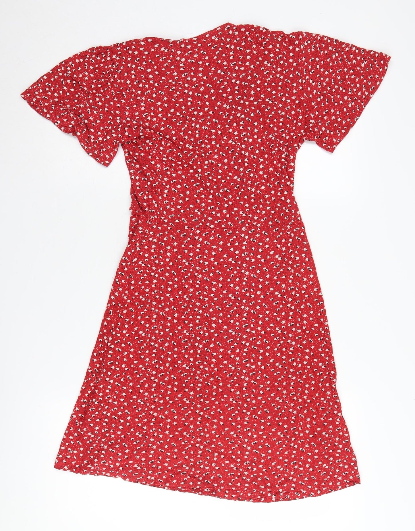 Next Women’s Red Floral Wrap Dress, Size 6