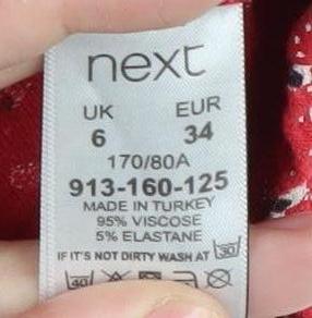 Next Women’s Red Floral Wrap Dress, Size 6