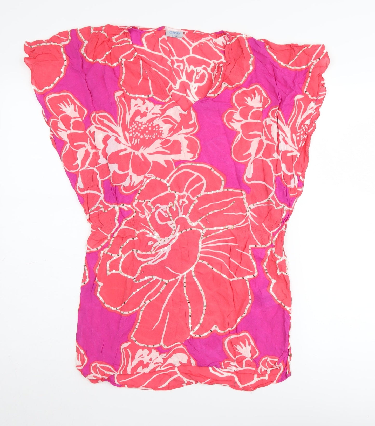 Womens UK Size 8 Oasis Pink Tunic Blouse