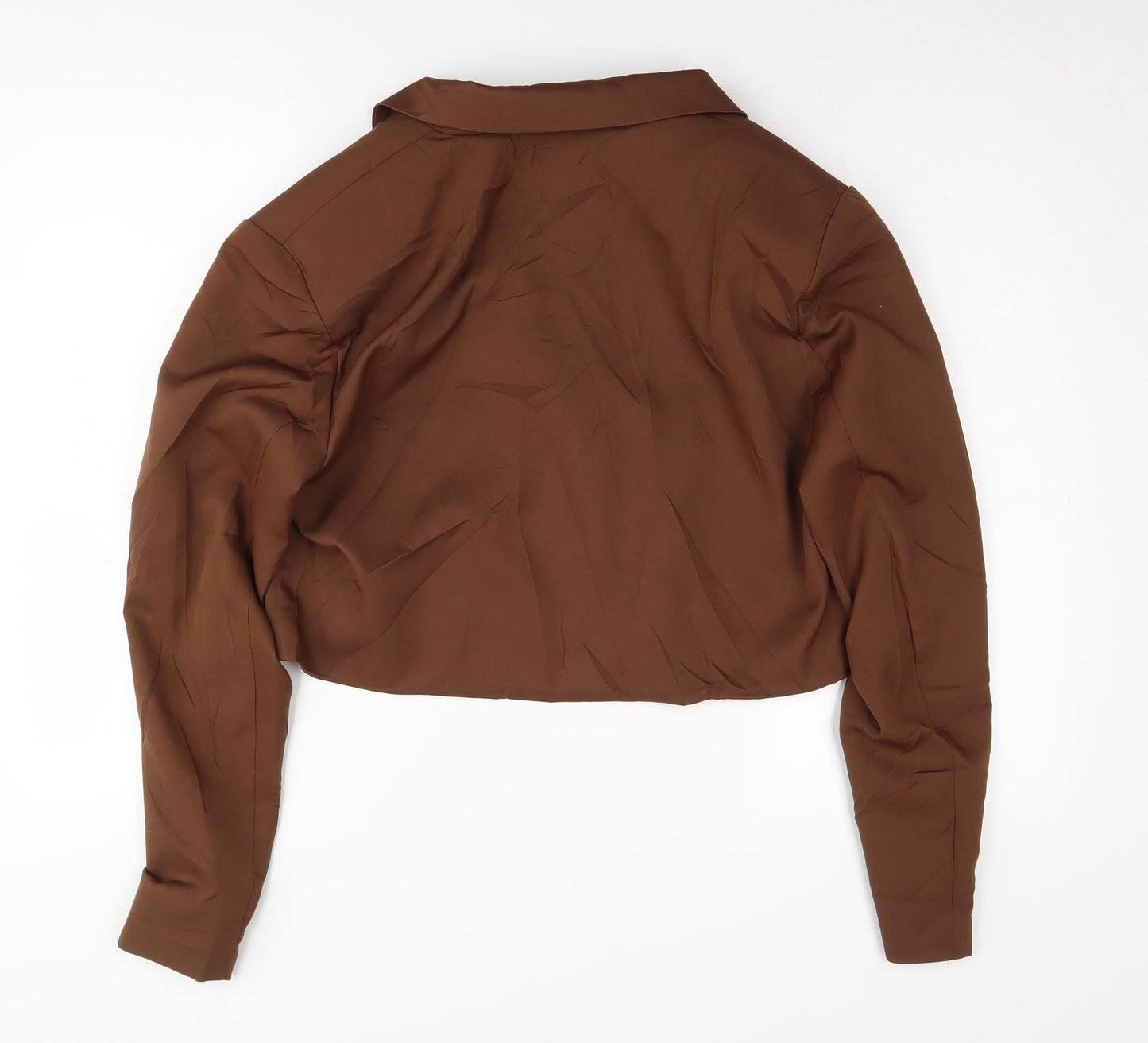 PrettyLittleThing Women's Brown Blazer UK 10 Cropped Double Breasted