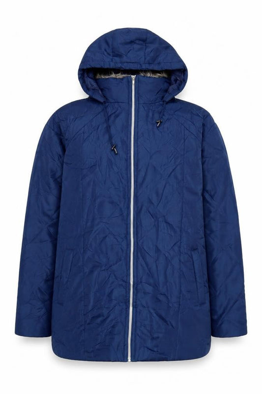 Front view of Anne De Lançay Blue Parka Women’s L Hooded Jacket