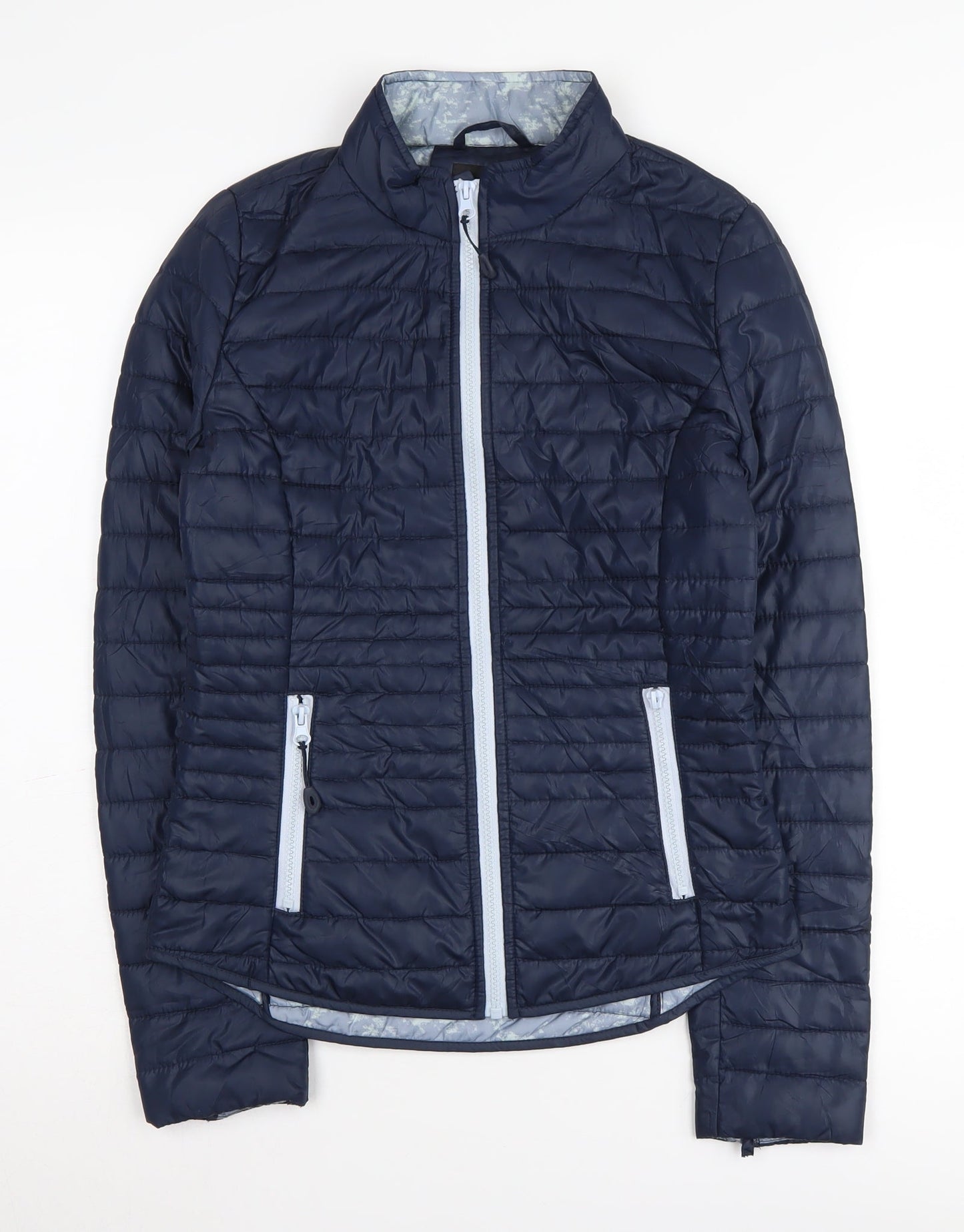 C&A Women's Blue Puffer Jacket XS, Casual, Zip Closure