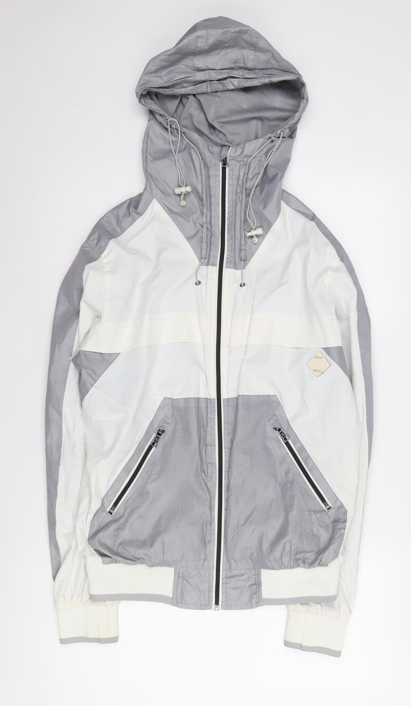 Twisted Soul Men's Grey White Hooded Windbreaker M