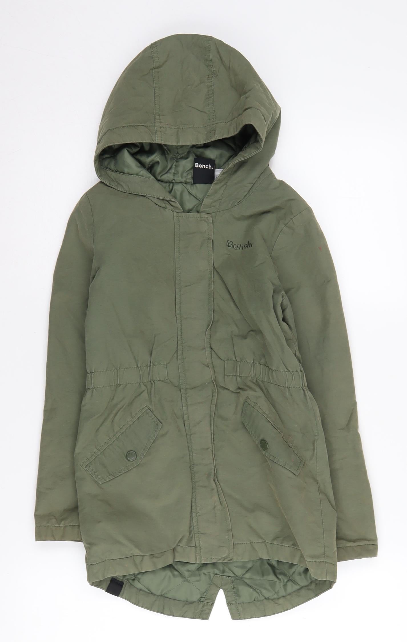 Bench Girls' Green Hooded Parka Coat 7-8 Years