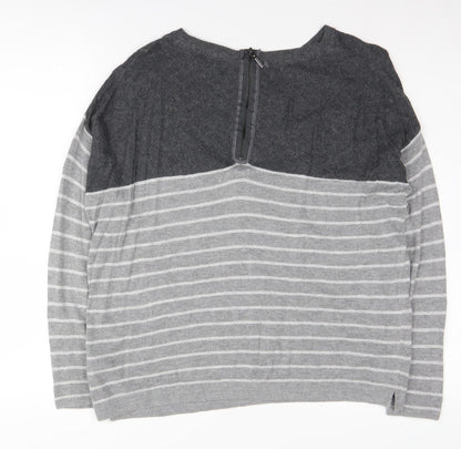 Jasper Conran Women's Grey Striped Pullover Jumper Size 14
