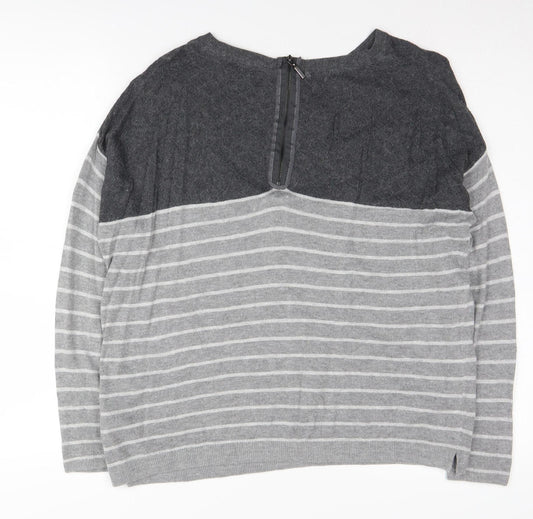 Jasper Conran Women's Grey Striped Pullover Jumper Size 14