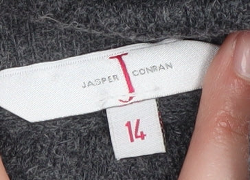 Jasper Conran Women's Grey Striped Pullover Jumper Size 14