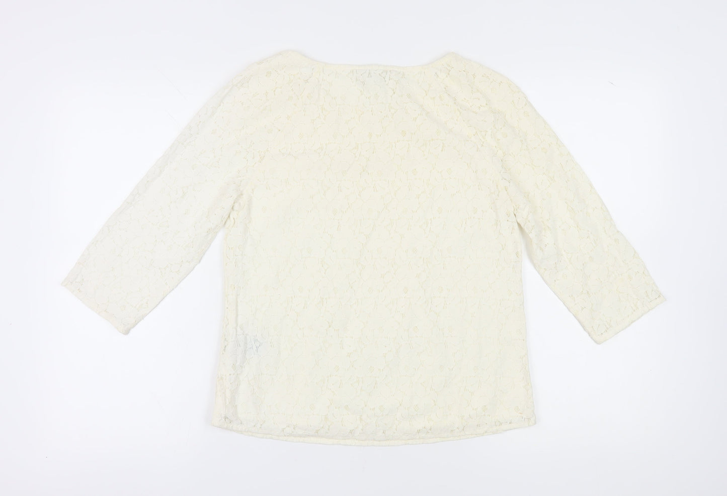 Boden Women's Ivory Lace Blouse, Size 12, 3/4 Sleeve