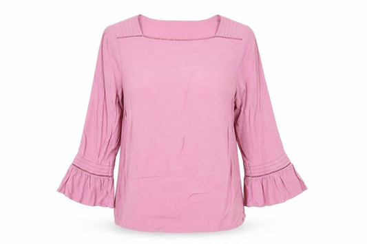 Front view of Massimo Dutti Women's Pink Tunic Blouse, M, Square Neck