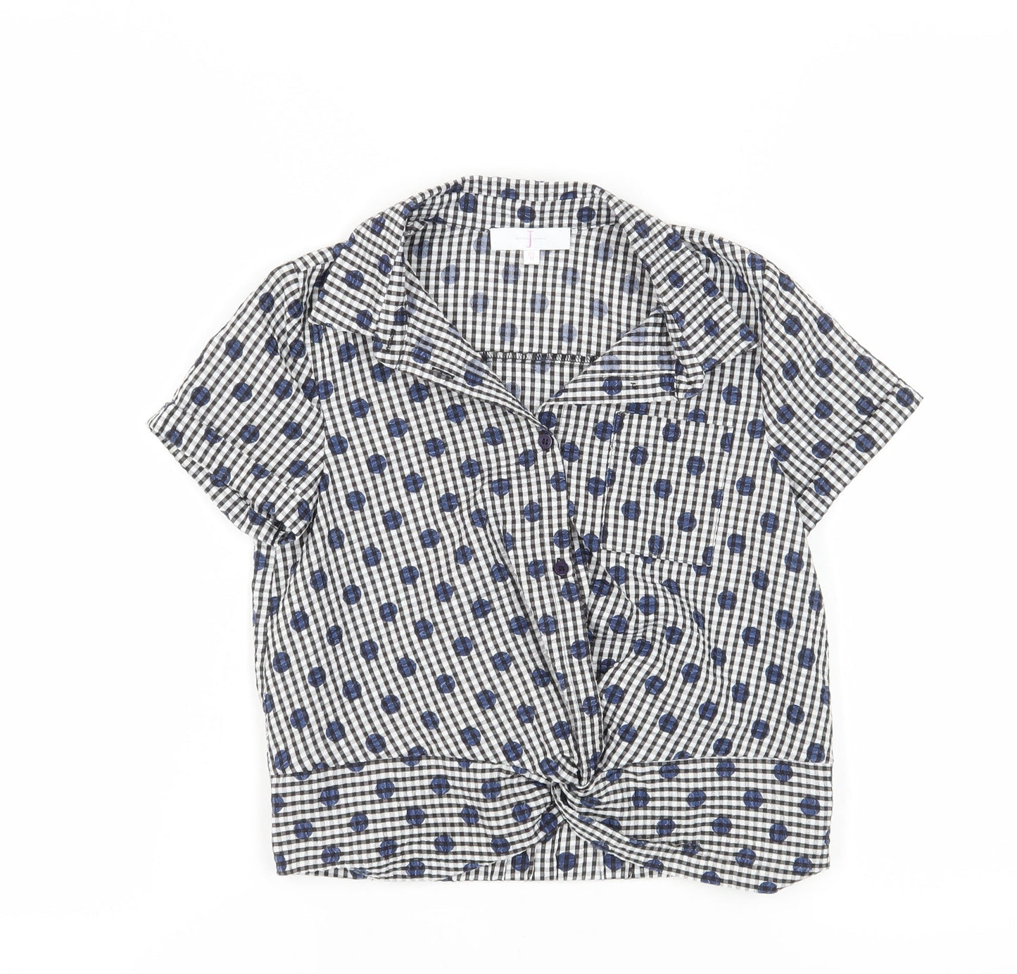 Jasper Conran Girls Black Gingham Cropped Button-Up Shirt 11 Years