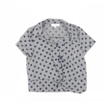 Jasper Conran Girls Black Gingham Cropped Button-Up Shirt 11 Years