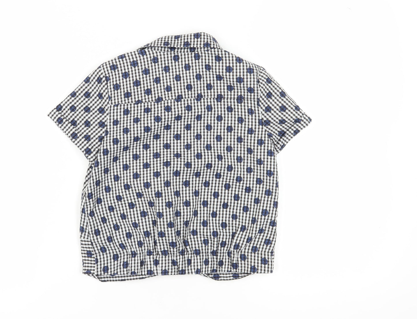 Jasper Conran Girls Black Gingham Cropped Button-Up Shirt 11 Years