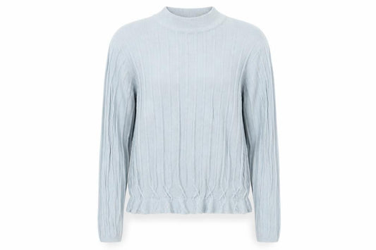 Front view of Honor Millburn Women's Blue Cable-Knit jumper, size 10-12