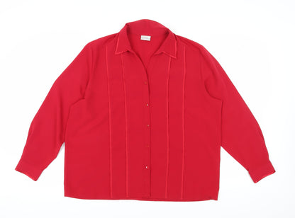 Alexon Women's Red Blouse Size 20 - Classic Long Sleeve