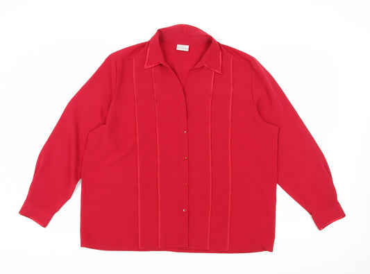 Alexon Women's Red Blouse Size 20 - Classic Long Sleeve