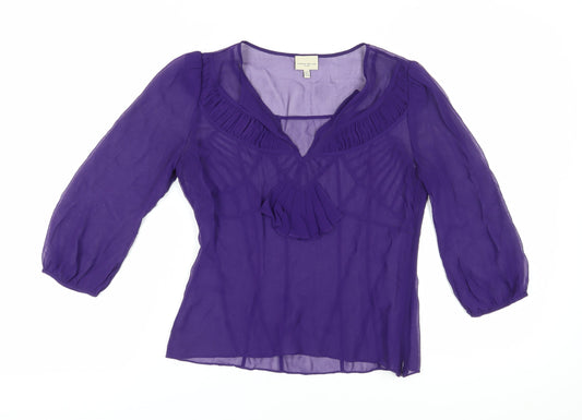 Karen Millen Women's Purple Ruffle Blouse, Size 12
