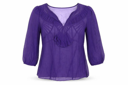Karen Millen Women's Purple Ruffle Blouse, Size 12