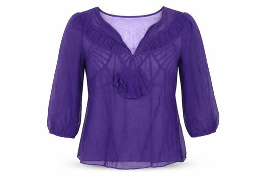 Karen Millen Women's Purple Ruffle Blouse, Size 12